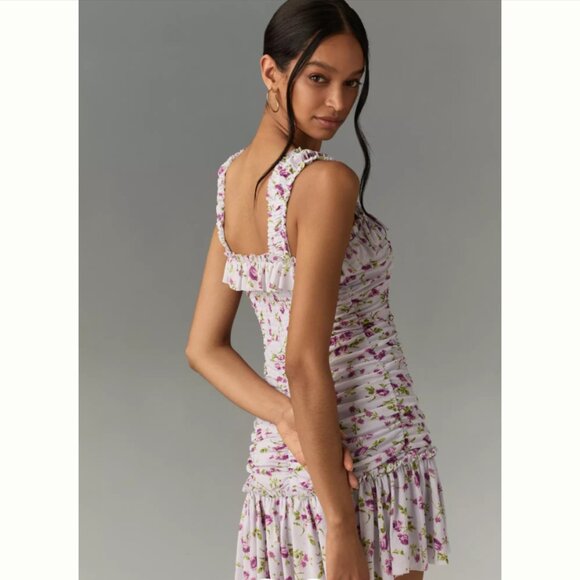 Brand New By Anthropologie Sleeveless Square-Neck Ruched Mini Dress - Picture 2 of 9